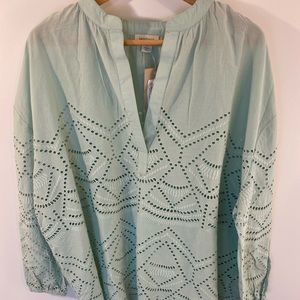 Sundance Cotton Blouse with Eyelet Embroidery